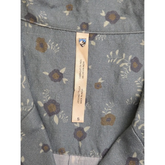 KUHL Elsie Floral Short Sleeve Womens S Button Up Tie Front Blue MSRP $75 - Picture 6 of 10